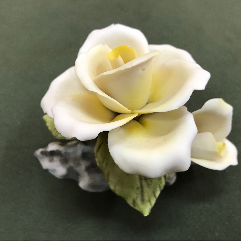 White and Yellow Porcelain Flower Accent - Home Accents